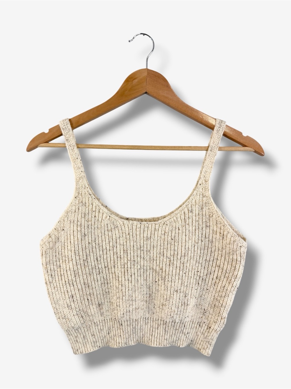 Bohme Oatmeal Marled Knit Cropped Tank Top S Scoop Neck Sweater Cami Sleeveless